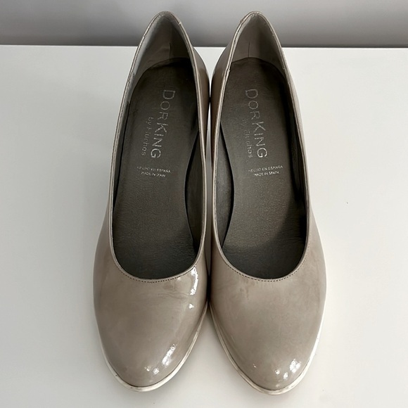 Dorking by Fluchos Patent Leather Rubi Pumps Block Heel Nude-Greyish-Beige - Picture 7 of 16